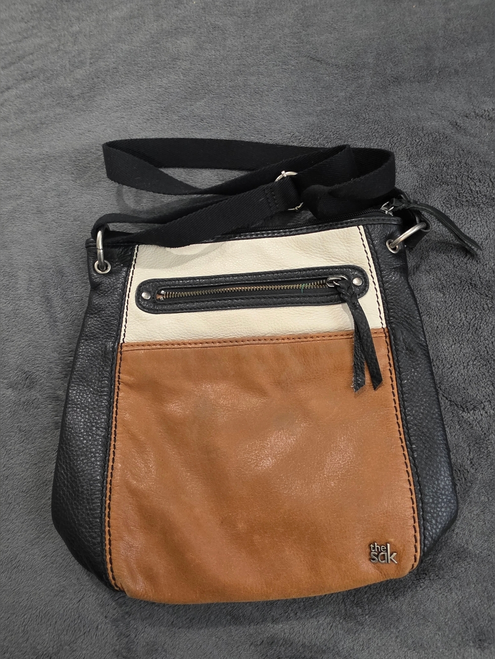 The Sak Women's Tri-Color Leather Crossbody Bag - Black, Cream & Brown